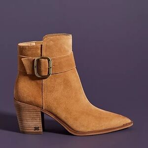 Sam Edelman Leonia Camel Tan Ankle Boots Size 9.5 Heeled Pointed Toe Buckle